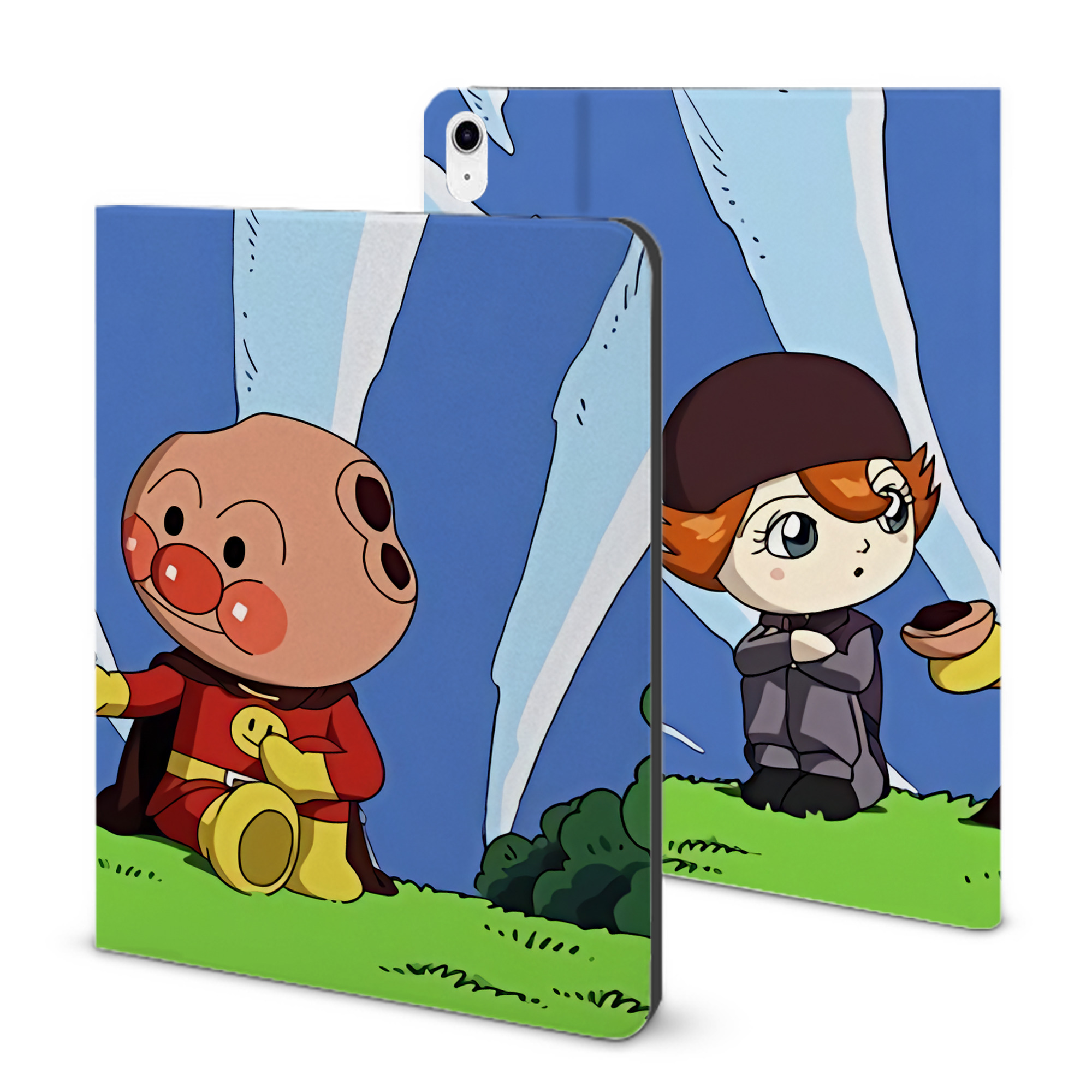 （画像用） アンパンマン Anpanman IPad ケース ブック型 PUレザー TPU 耐衝撃 軽量 薄型 ペン収納なし 全面保護 IPad 各モデル対応